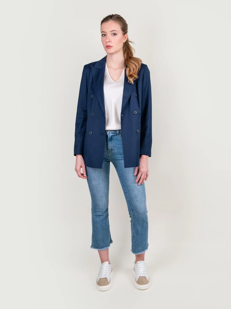 BLAZER DOPPIOPETTO IN TESSUTO ELASTICIZZATO BLU - immagine 7