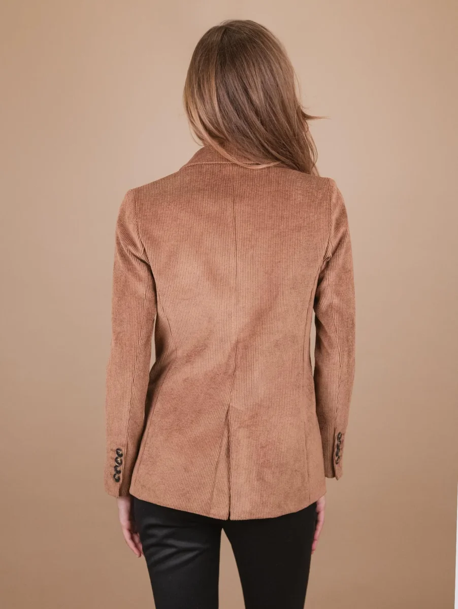 BLAZER DOPPIOPETTO IN VELLUTO A COSTINE BEIGE - immagine 8