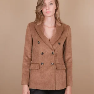 BLAZER DOPPIOPETTO IN VELLUTO A COSTINE BEIGE
