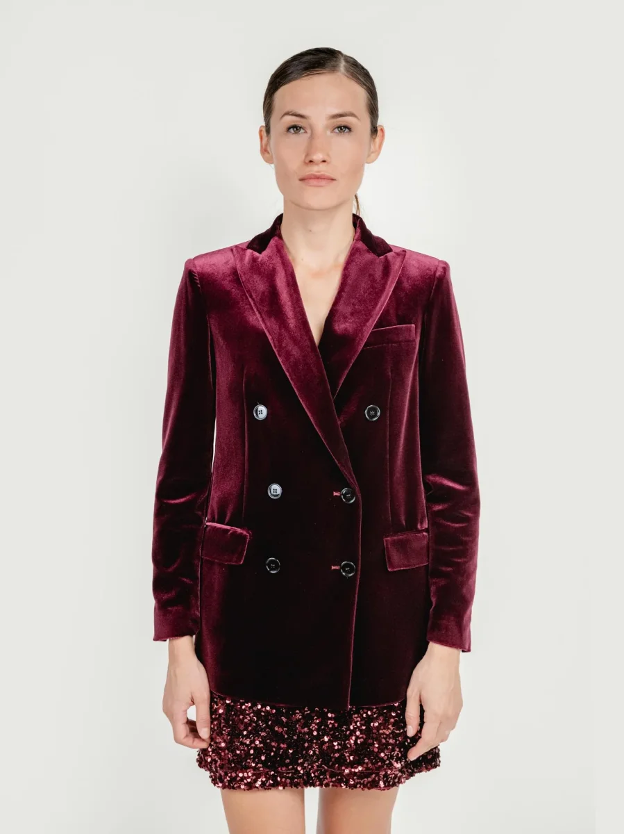 BLAZER DOPPIOPETTO IN VELLUTO VINACCIA