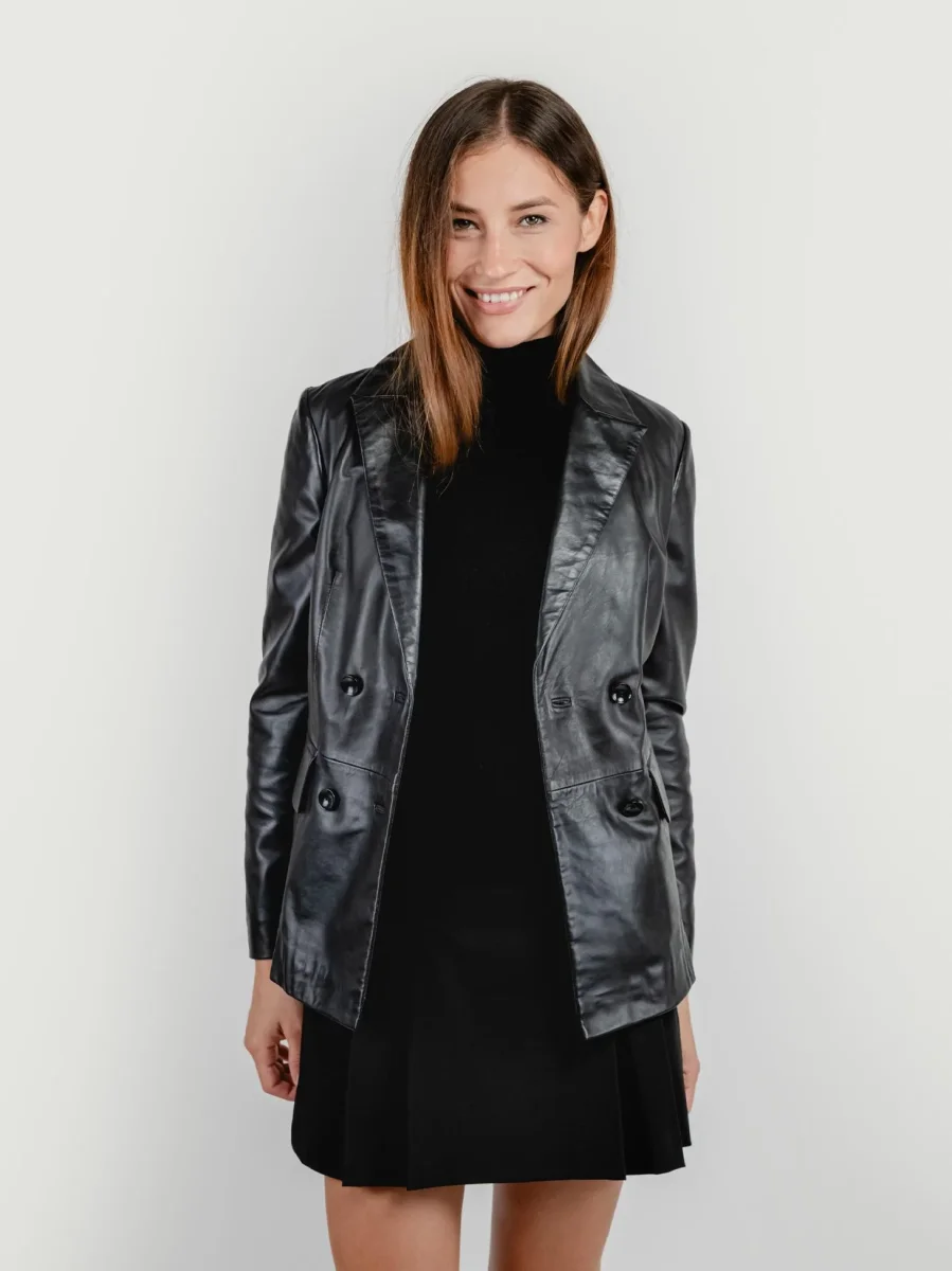 BLAZER DOPPIOPETTO LILLY IN PELLE NERO - immagine 8