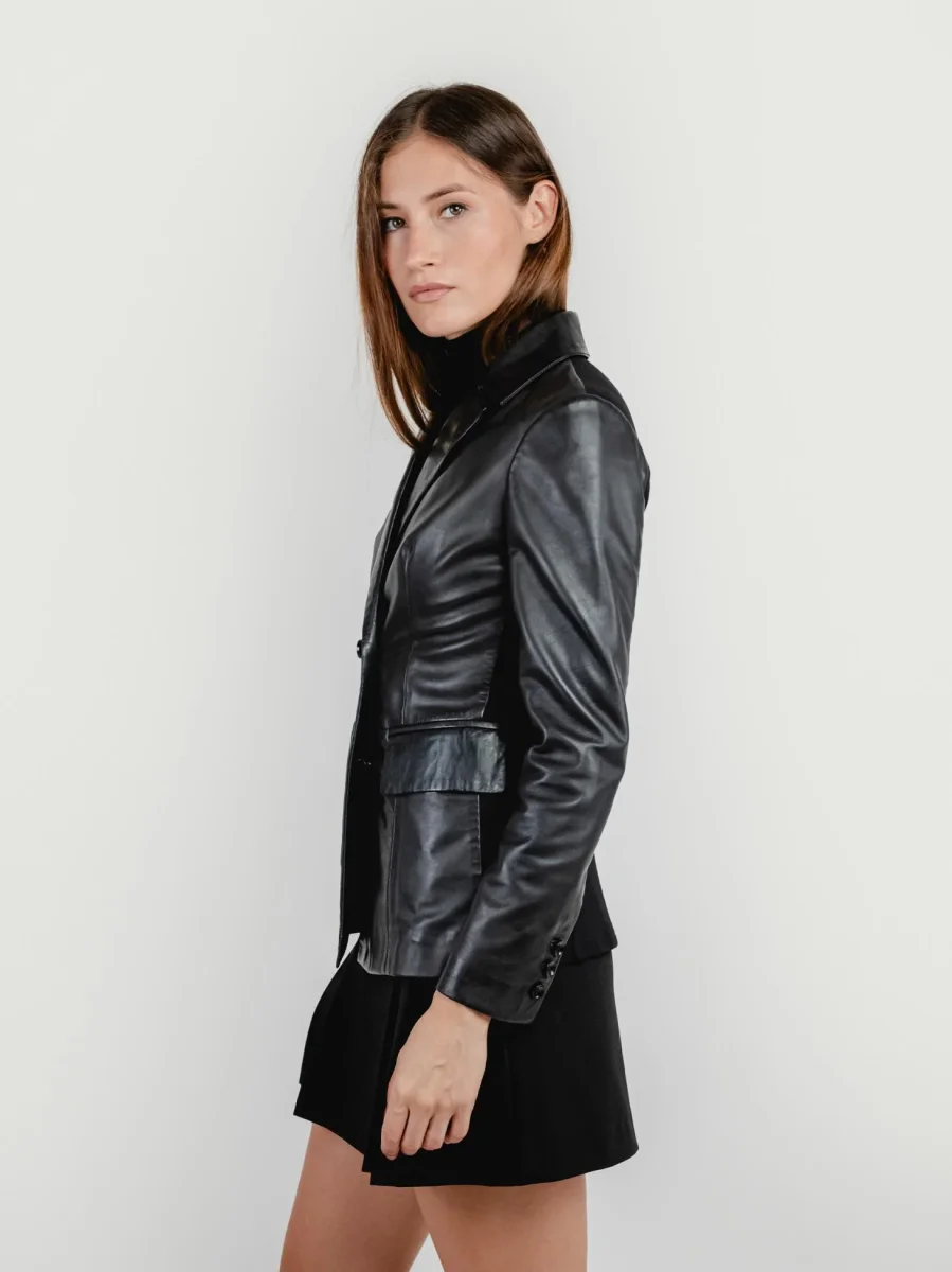 BLAZER DOPPIOPETTO LILLY IN PELLE NERO - immagine 4