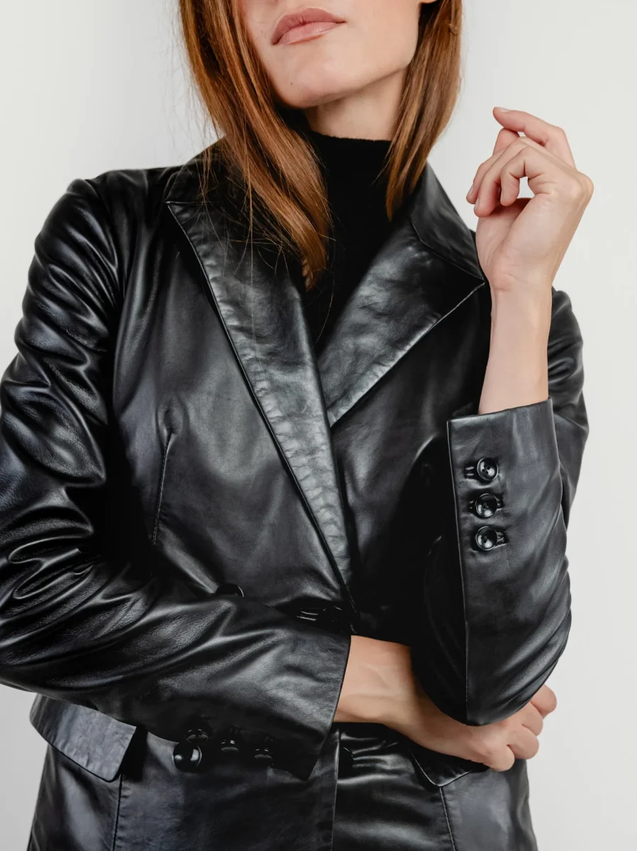 BLAZER DOPPIOPETTO LILLY IN PELLE NERO - immagine 7