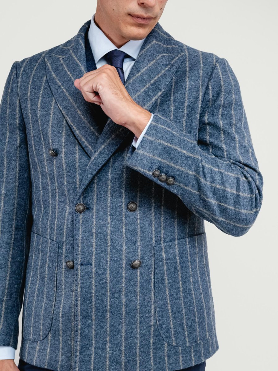 BLAZER DOPPIOPETTO MISTO LANA GESSATO BLUETTE - immagine 5