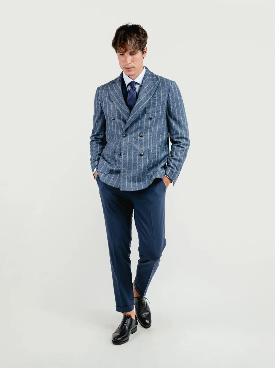 BLAZER DOPPIOPETTO MISTO LANA GESSATO BLUETTE - immagine 6