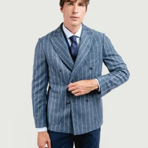 BLAZER DOPPIOPETTO MISTO LANA GESSATO BLUETTE