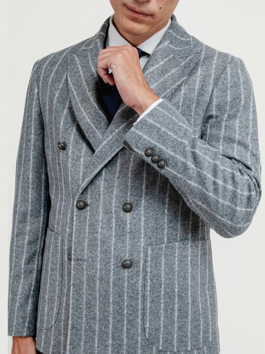 BLAZER DOPPIOPETTO MISTO LANA GESSATO GRIGIO - immagine 5