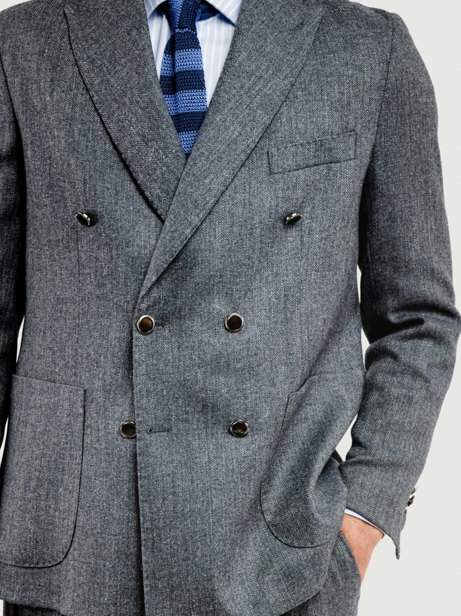 BLAZER DOPPIOPETTO MISTO LANA SPIGATO GRIGIO - immagine 6