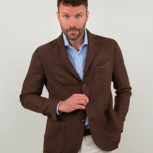BLAZER IN LINO MARRONE