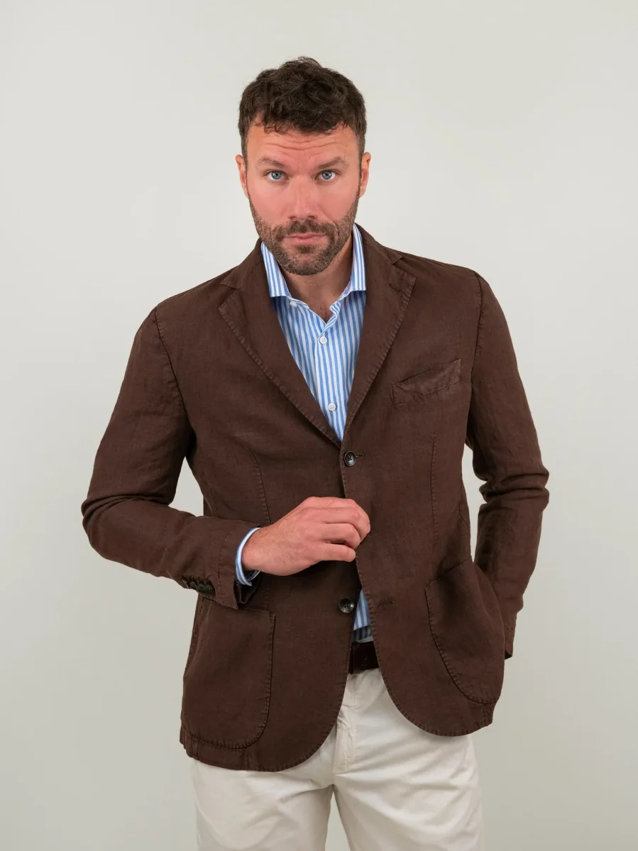 BLAZER IN LINO MARRONE