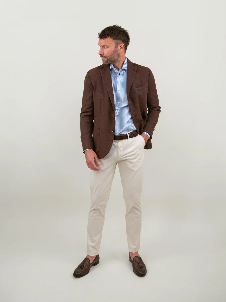 BLAZER IN LINO MARRONE - immagine 7