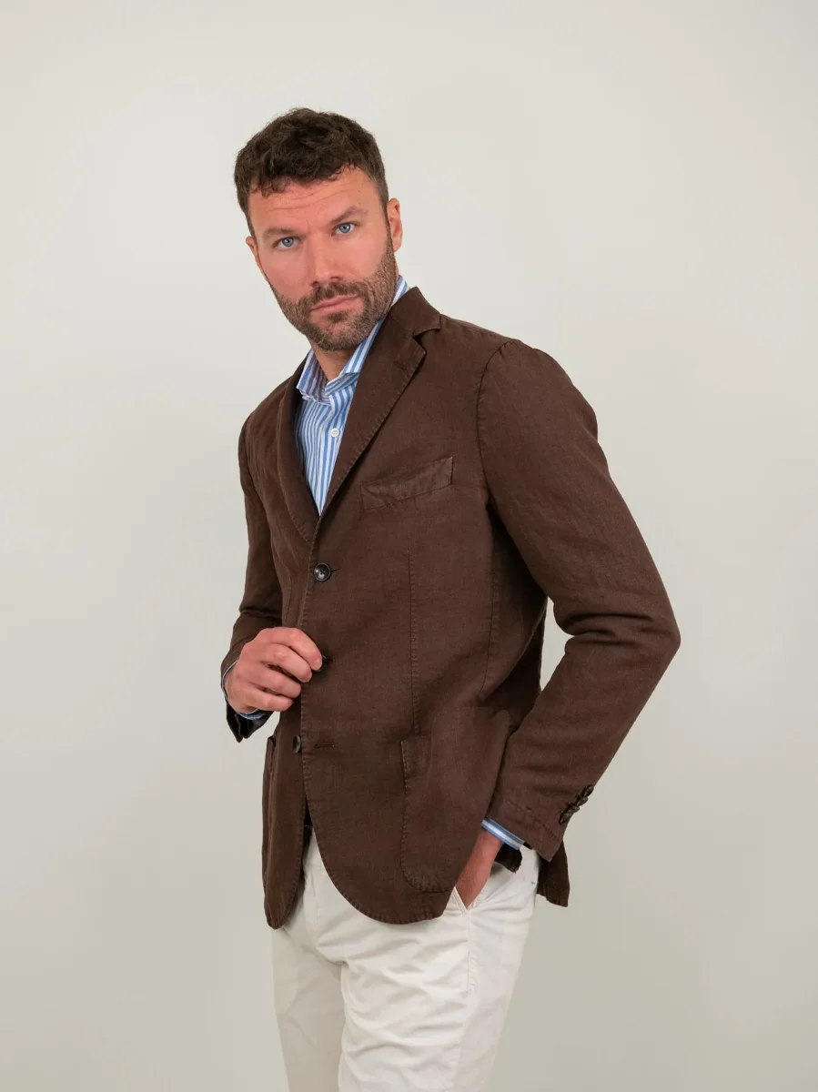 BLAZER IN LINO MARRONE - immagine 3