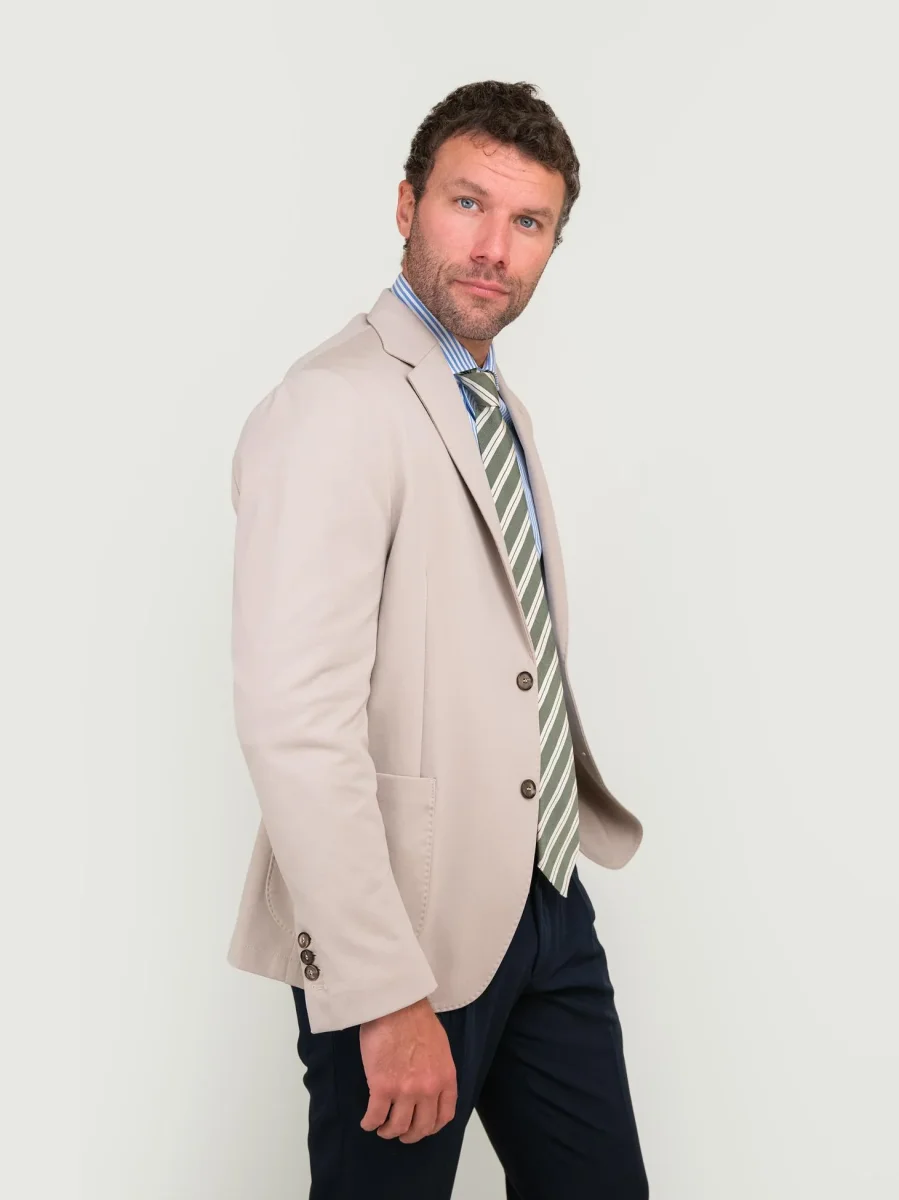 BLAZER IN MISTO COTONE PUNTO MILANO BEIGE - immagine 3