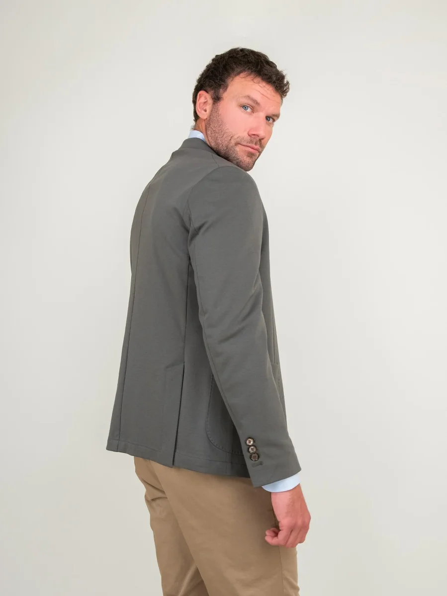 BLAZER IN MISTO COTONE PUNTO MILANO VERDE MILITARE - immagine 3