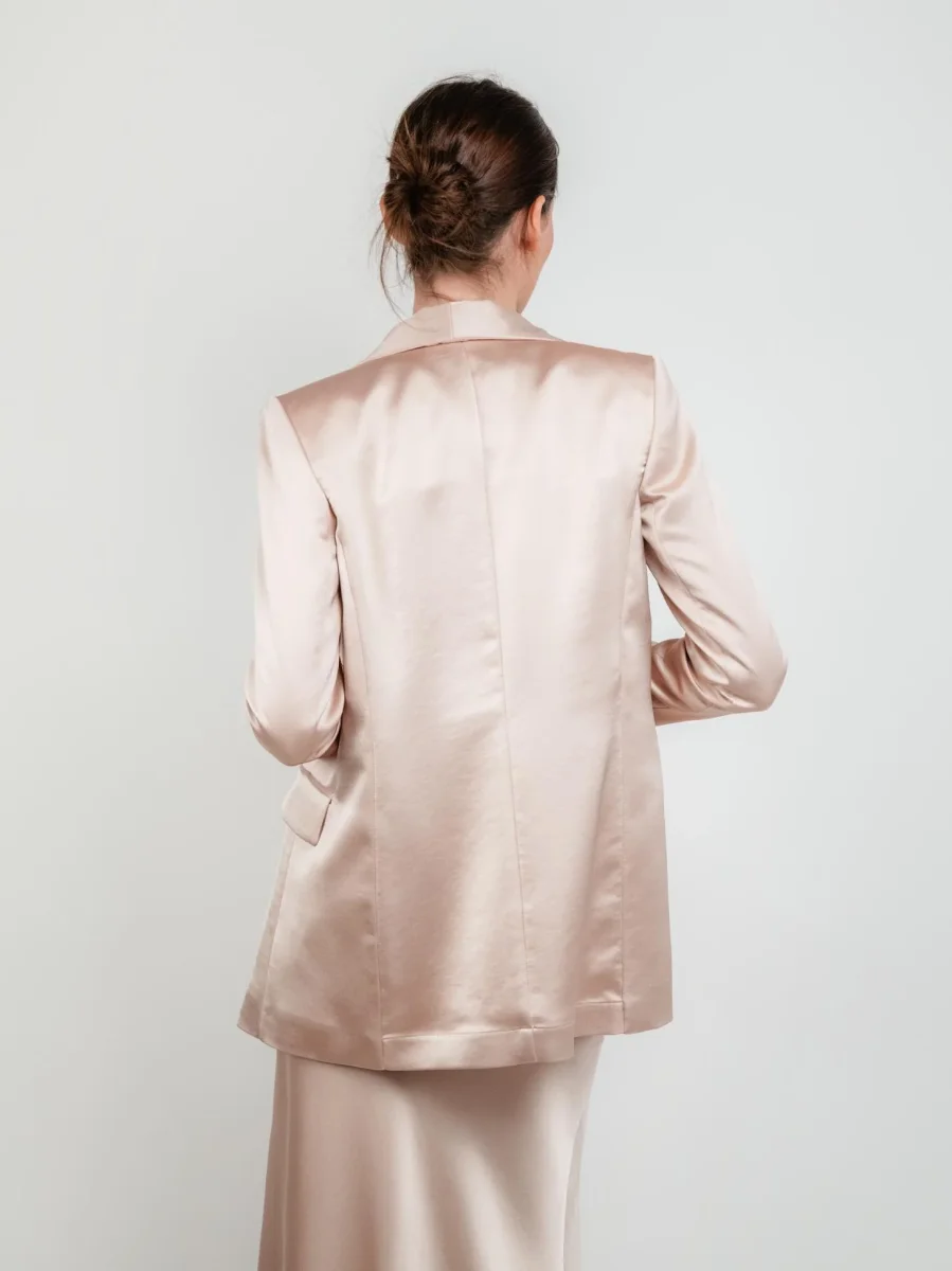BLAZER IN RASO COLOR CHAMPAGNE - immagine 4