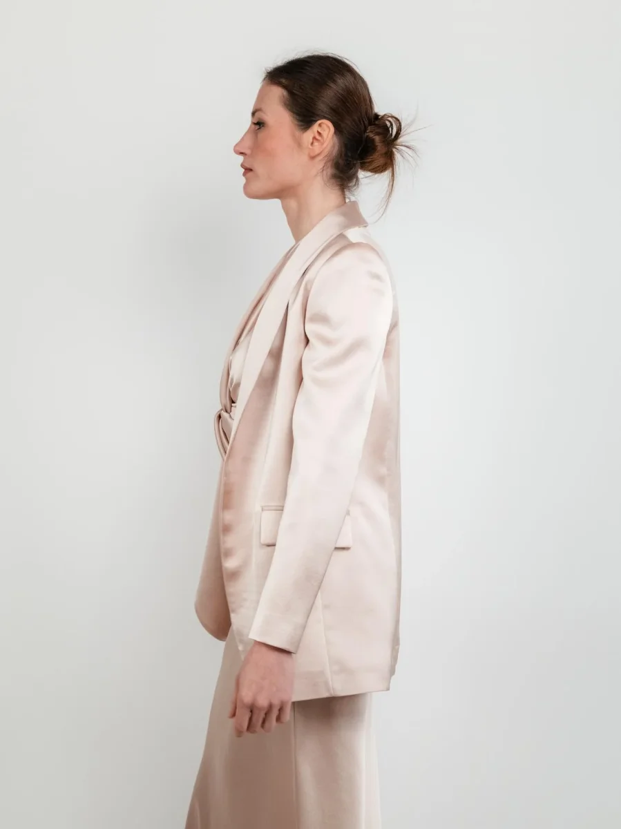 BLAZER IN RASO COLOR CHAMPAGNE - immagine 3