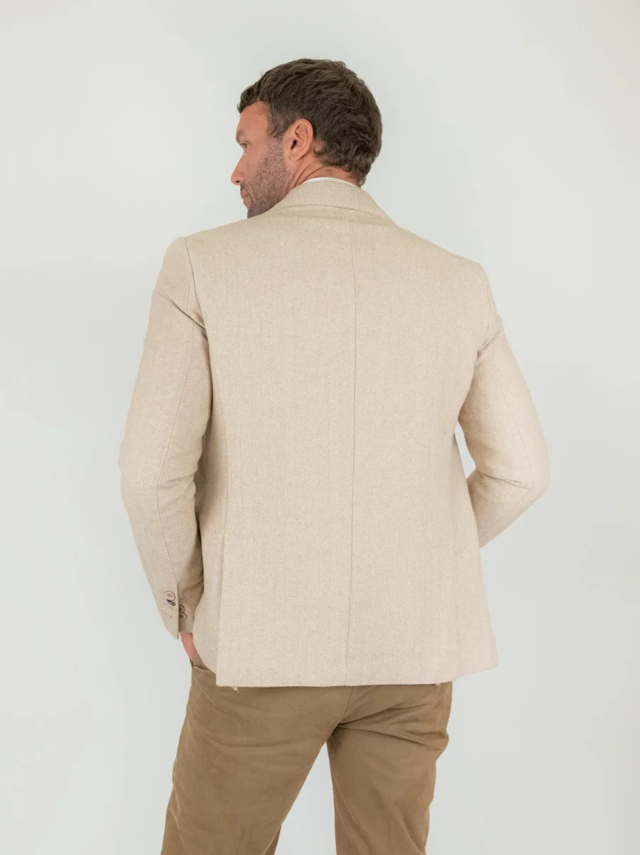 BLAZER IN TESSUTO SPIGATO BEIGE - immagine 4