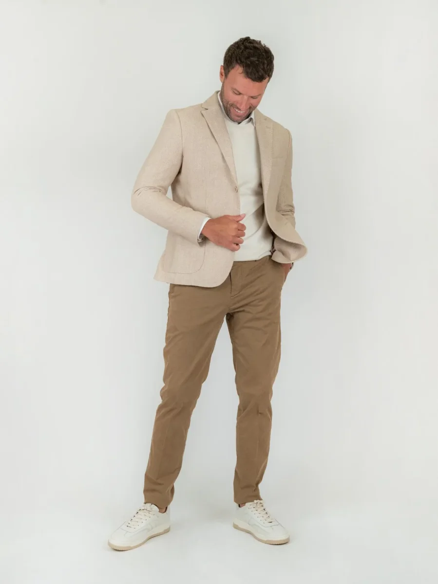 BLAZER IN TESSUTO SPIGATO BEIGE - immagine 5