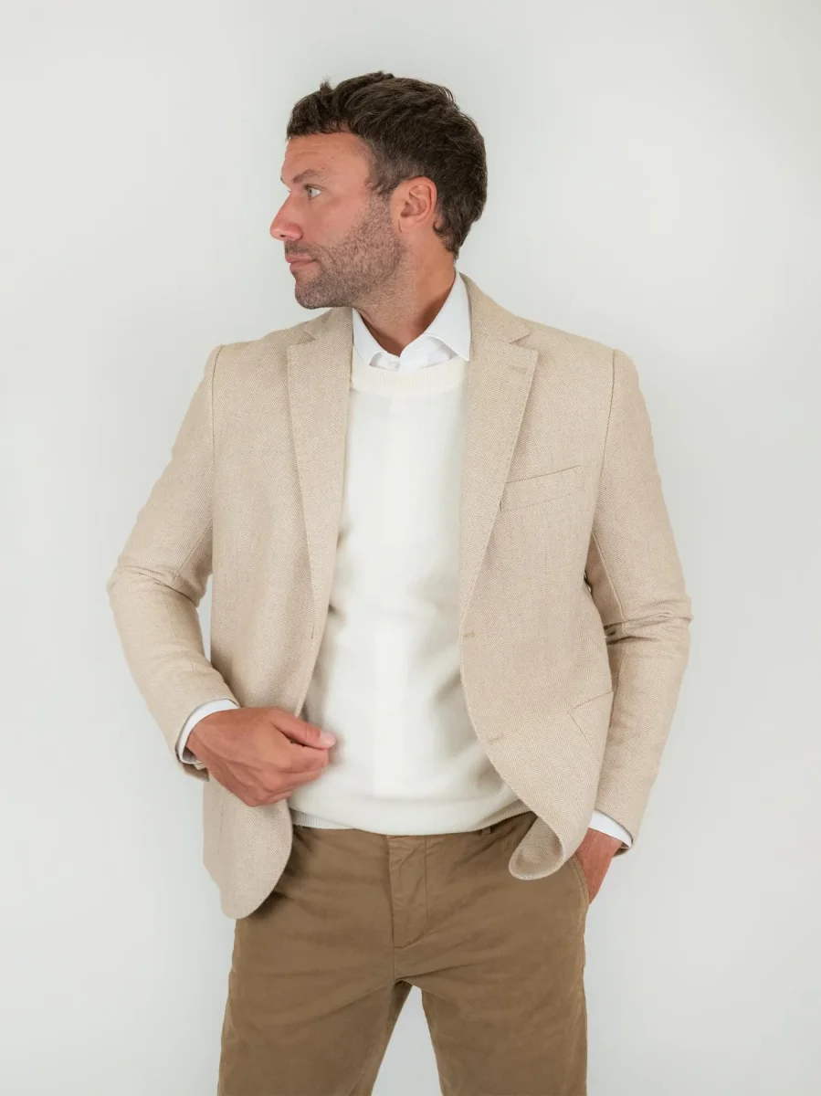 BLAZER IN TESSUTO SPIGATO BEIGE