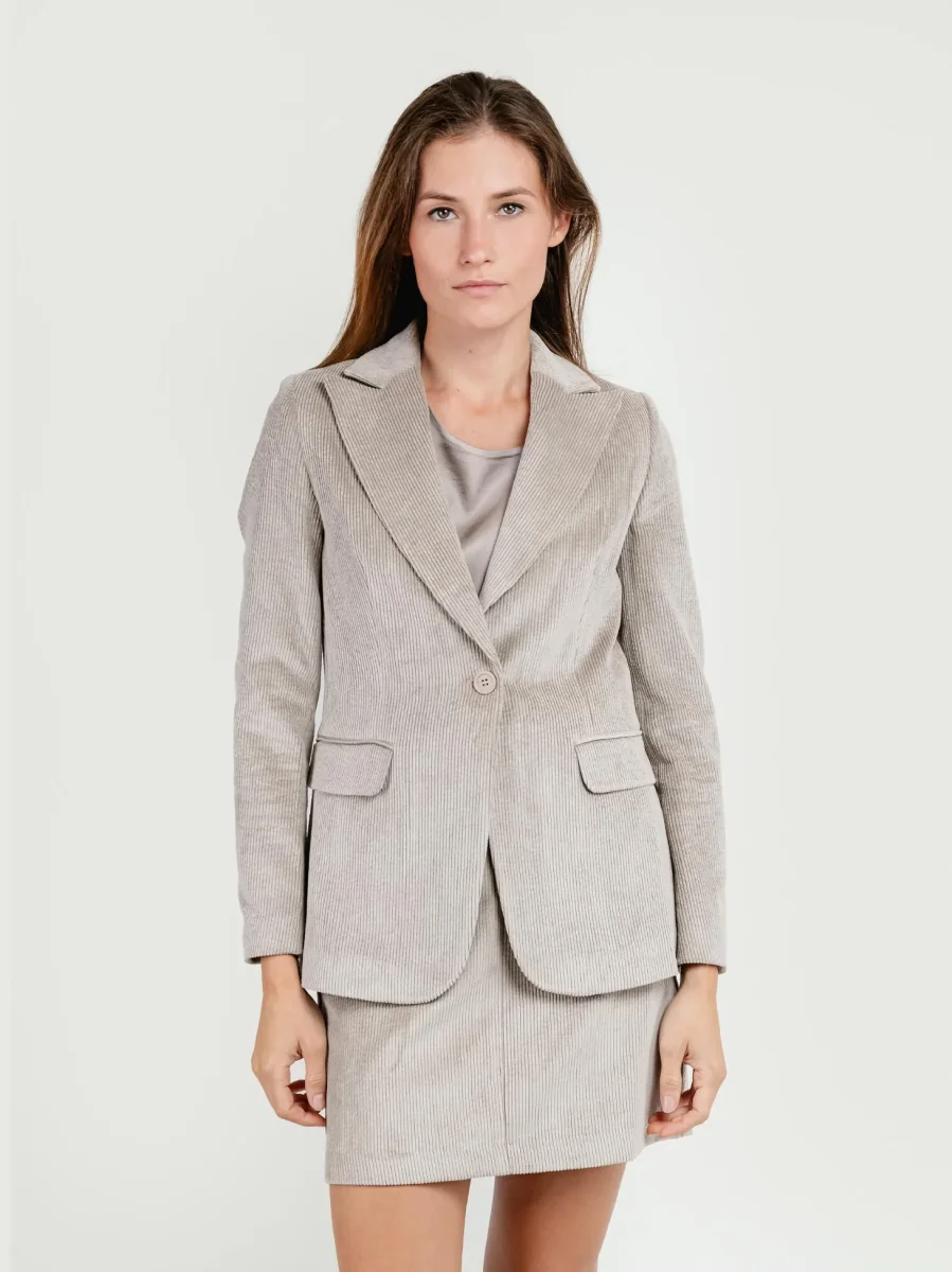 BLAZER IN VELLUTO A COSTE BEIGE