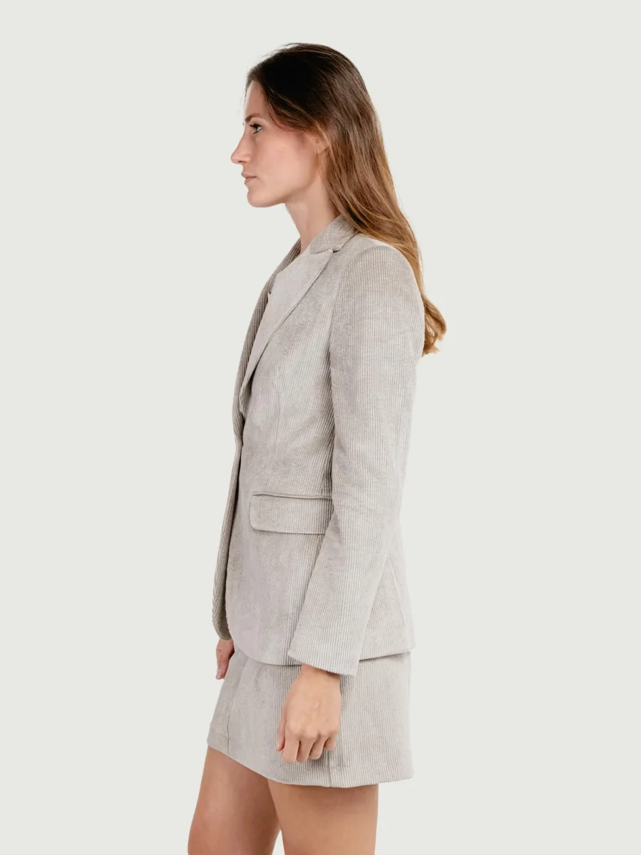 BLAZER IN VELLUTO A COSTE BEIGE - immagine 3