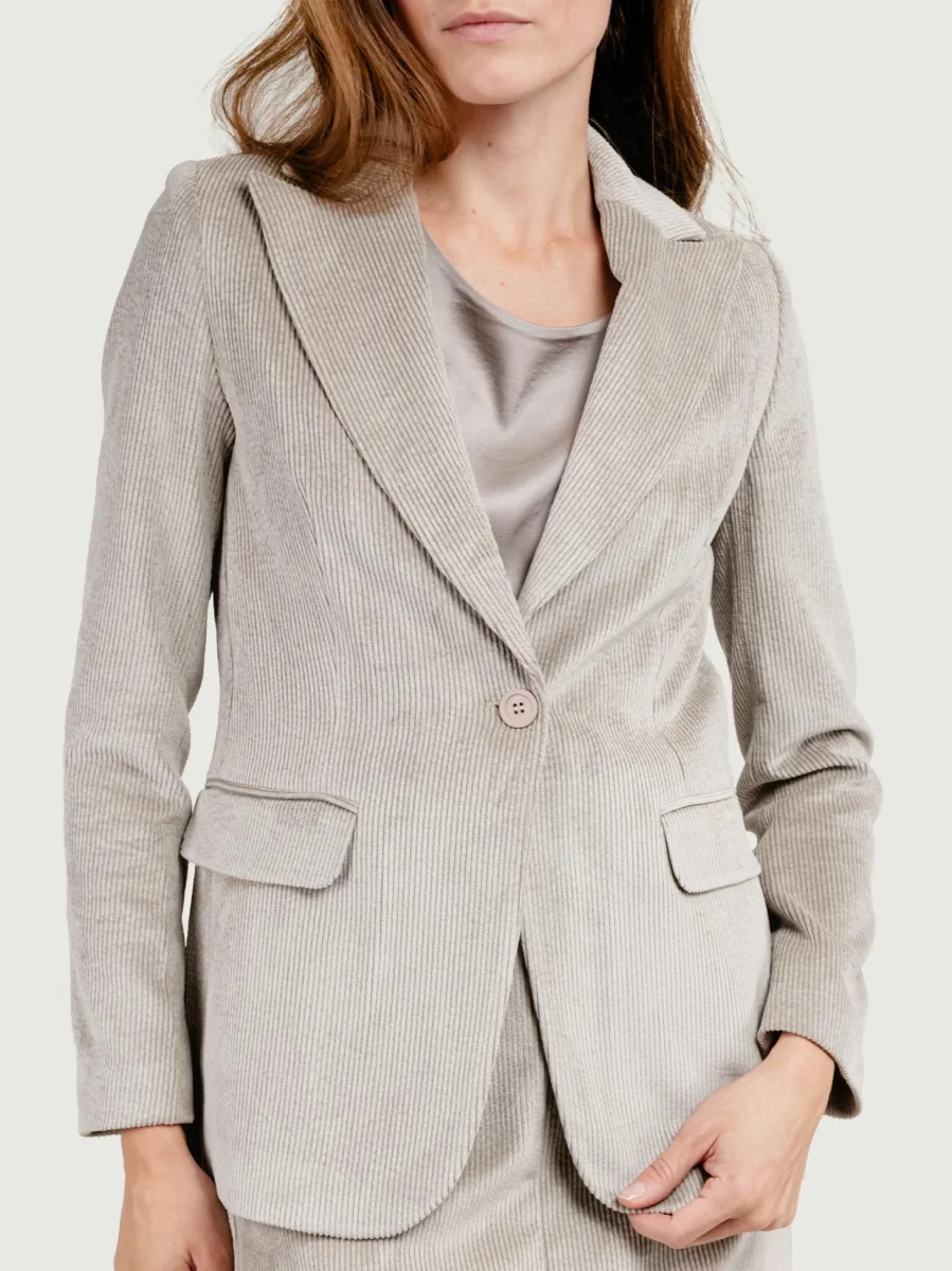 BLAZER IN VELLUTO A COSTE BEIGE - immagine 5