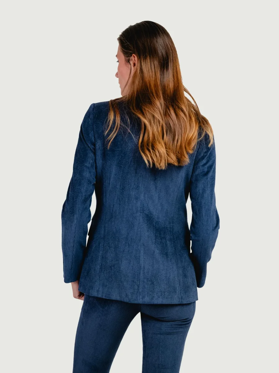 BLAZER IN VELLUTO A COSTE BLU - immagine 4