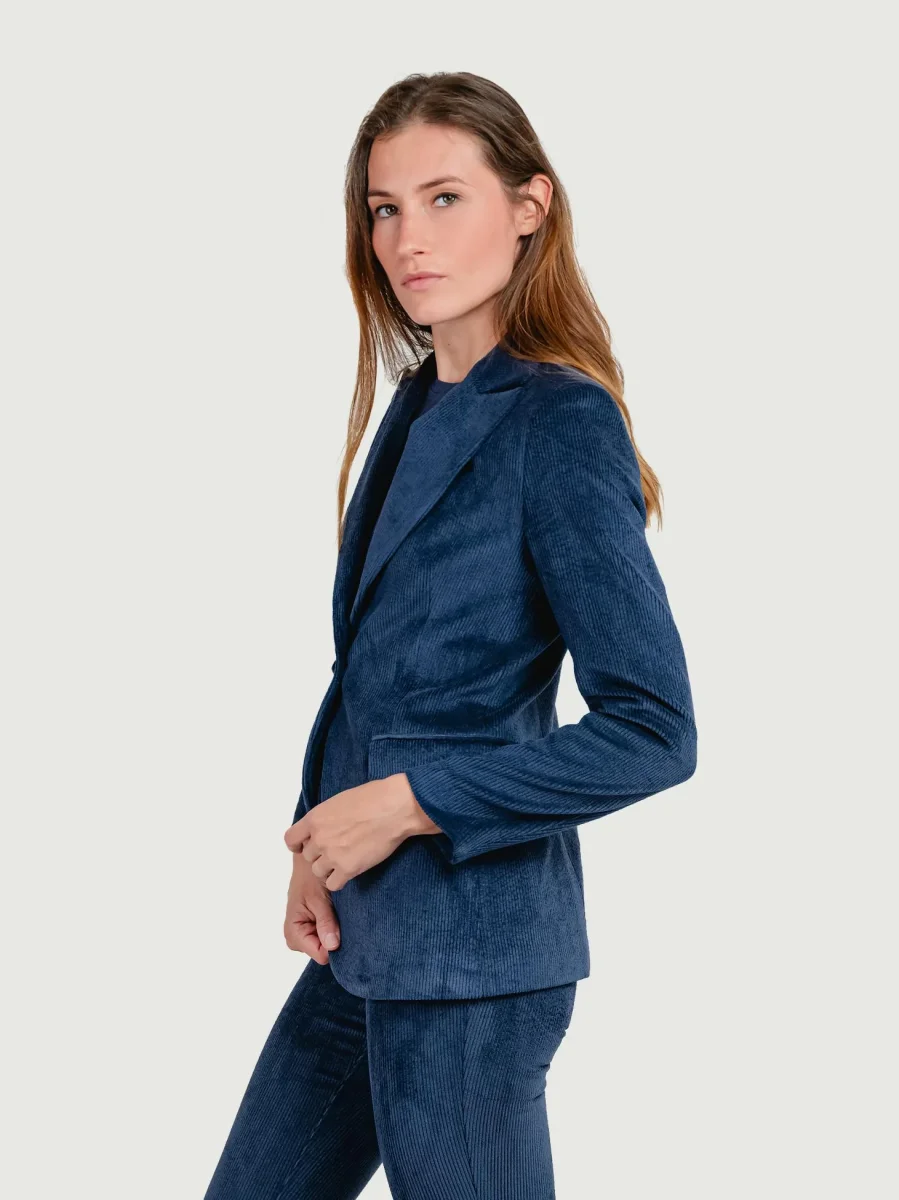 BLAZER IN VELLUTO A COSTE BLU - immagine 3