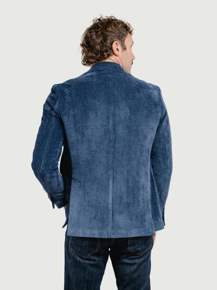 BLAZER IN VELLUTO A COSTE BLU - immagine 4
