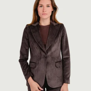 BLAZER IN VELLUTO A COSTE TESTA MORO