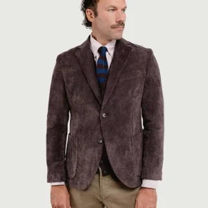 BLAZER IN VELLUTO A COSTE TESTA MORO