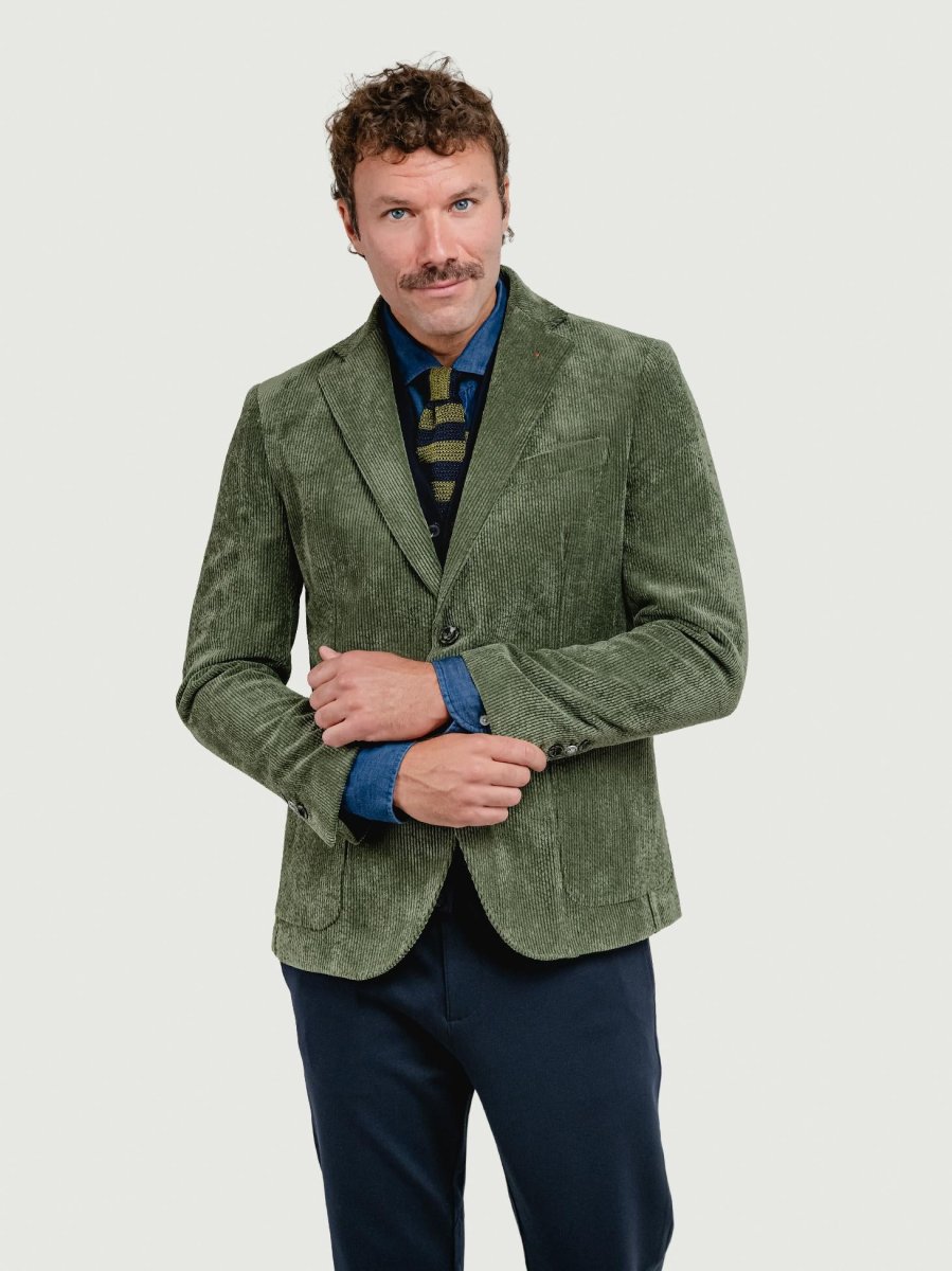 BLAZER IN VELLUTO A COSTE VERDE SALVIA