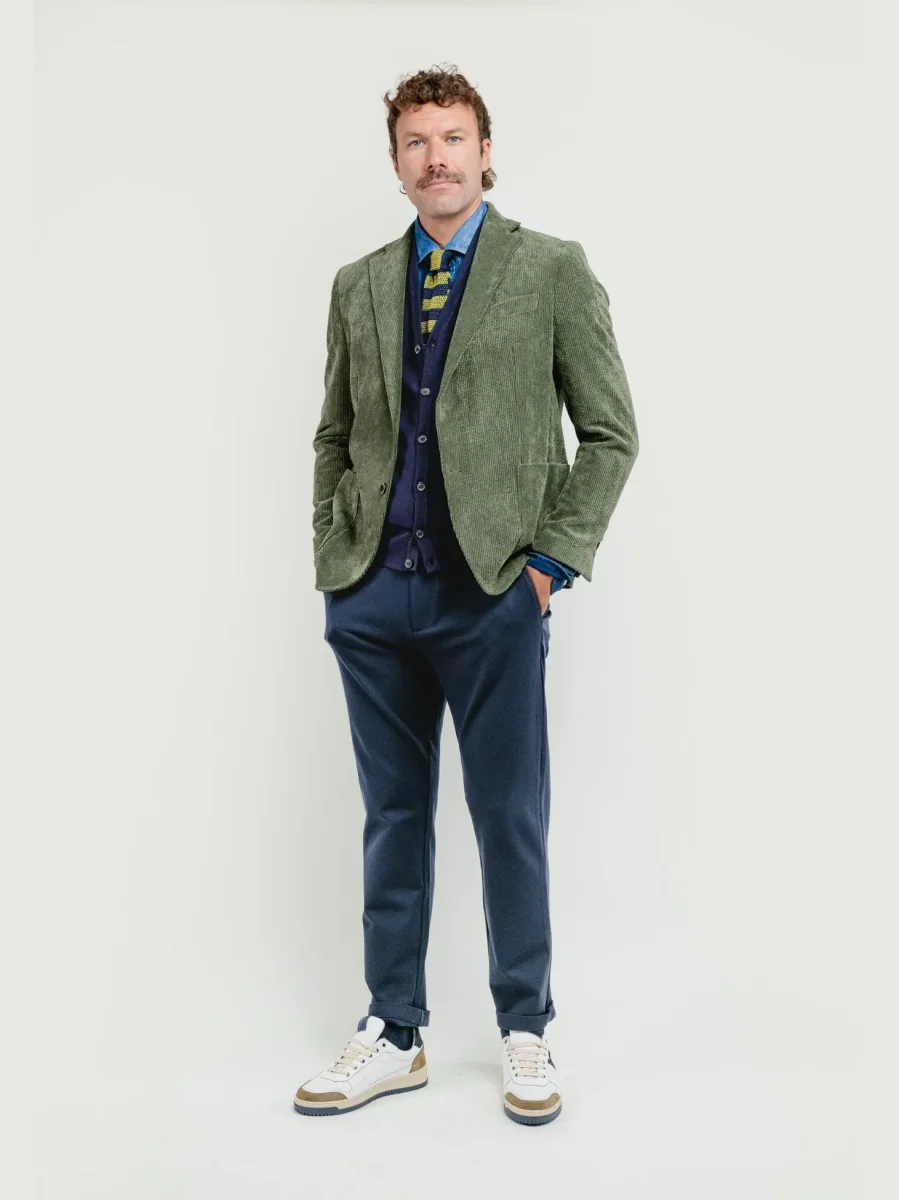 BLAZER IN VELLUTO A COSTE VERDE SALVIA - immagine 3