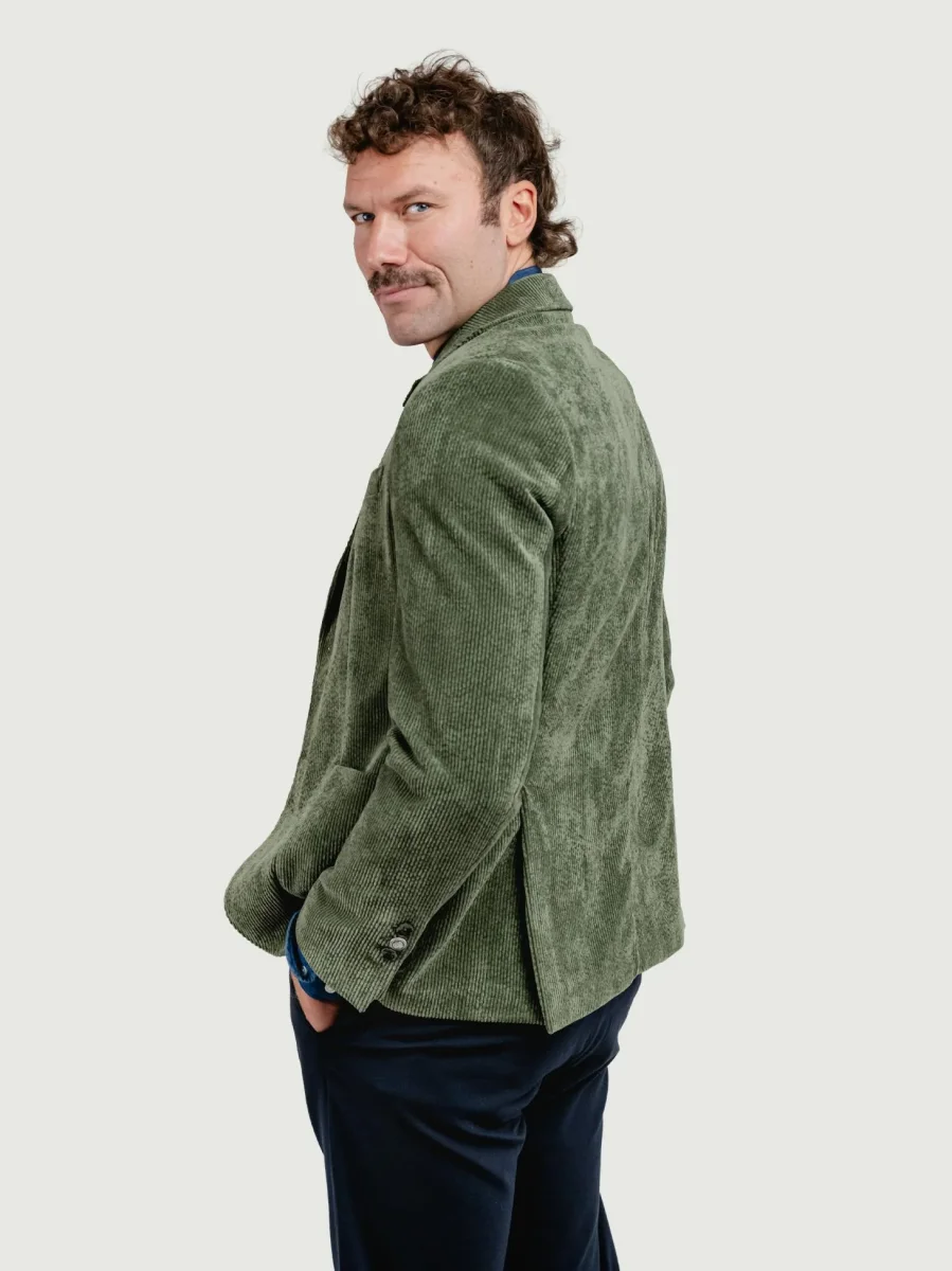 BLAZER IN VELLUTO A COSTE VERDE SALVIA - immagine 4