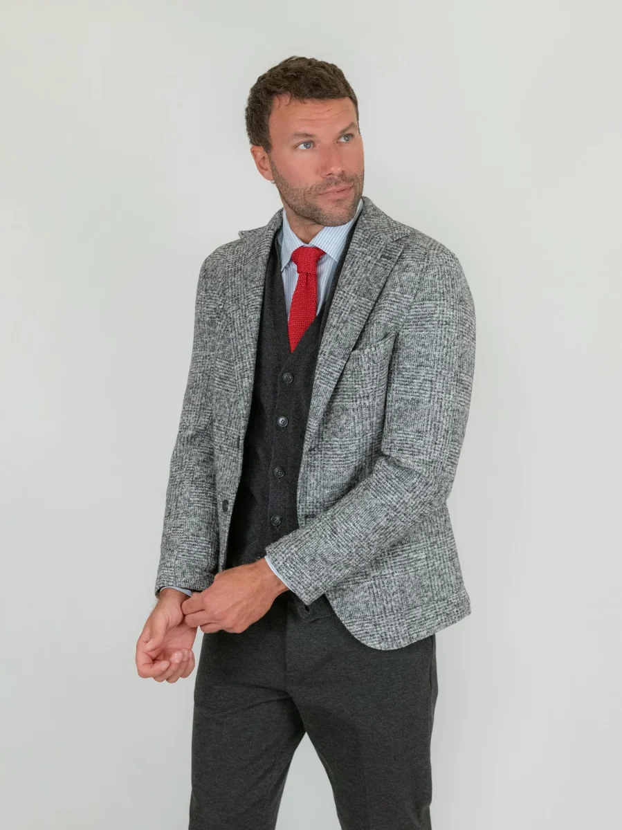BLAZER MISTO LANA GALLES GRIGIO - immagine 3