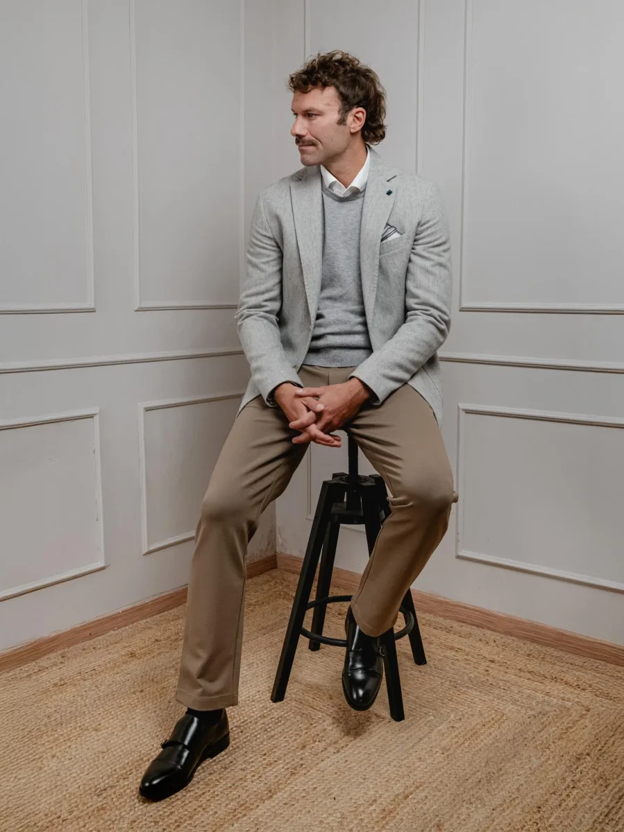 BLAZER MISTO LANA SPIGA GRIGIO PERLA - immagine 3