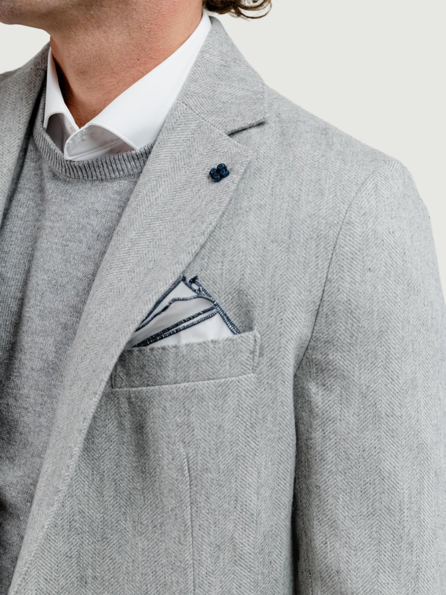 BLAZER MISTO LANA SPIGA GRIGIO PERLA - immagine 7