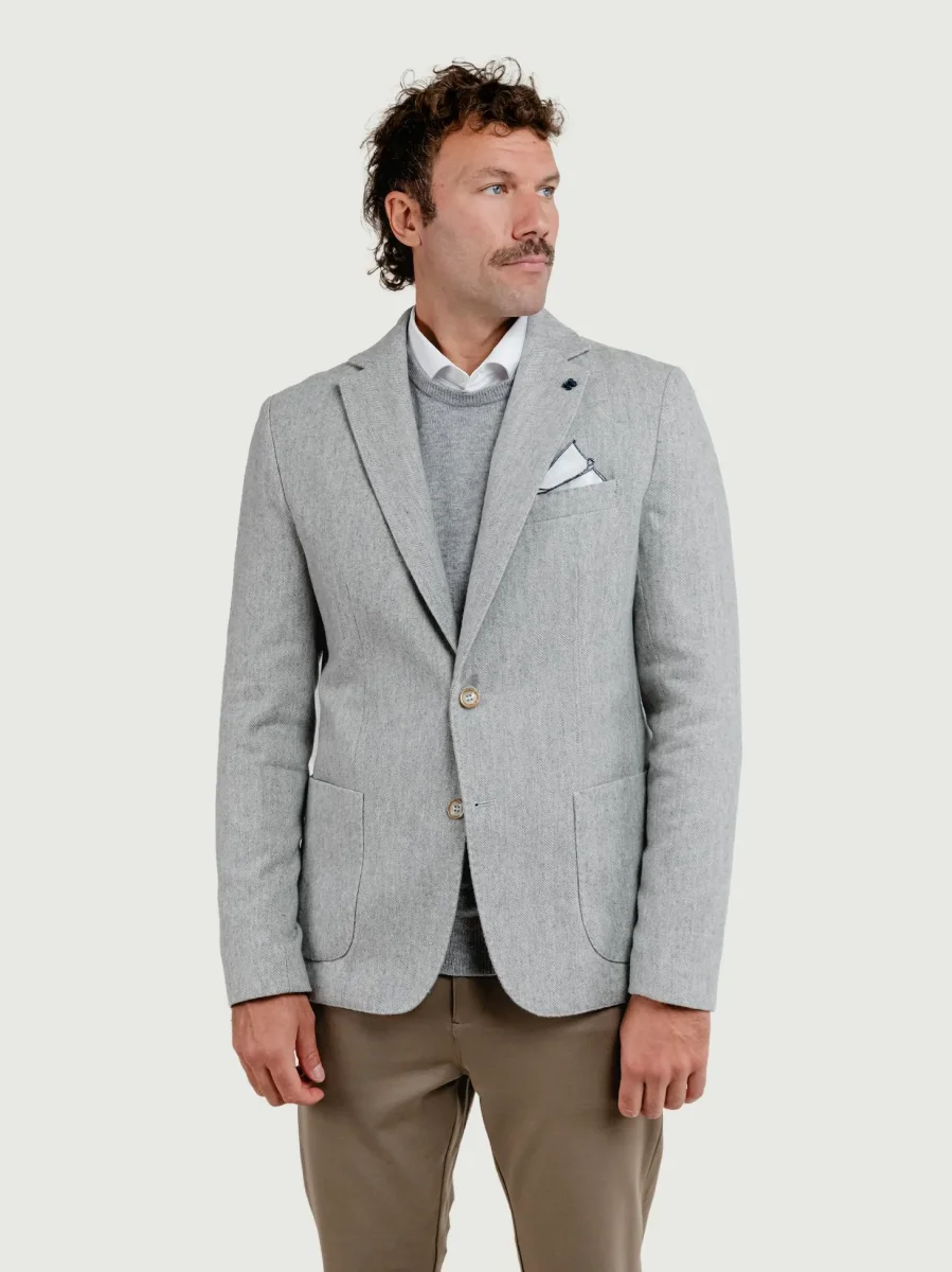BLAZER MISTO LANA SPIGA GRIGIO PERLA - immagine 4
