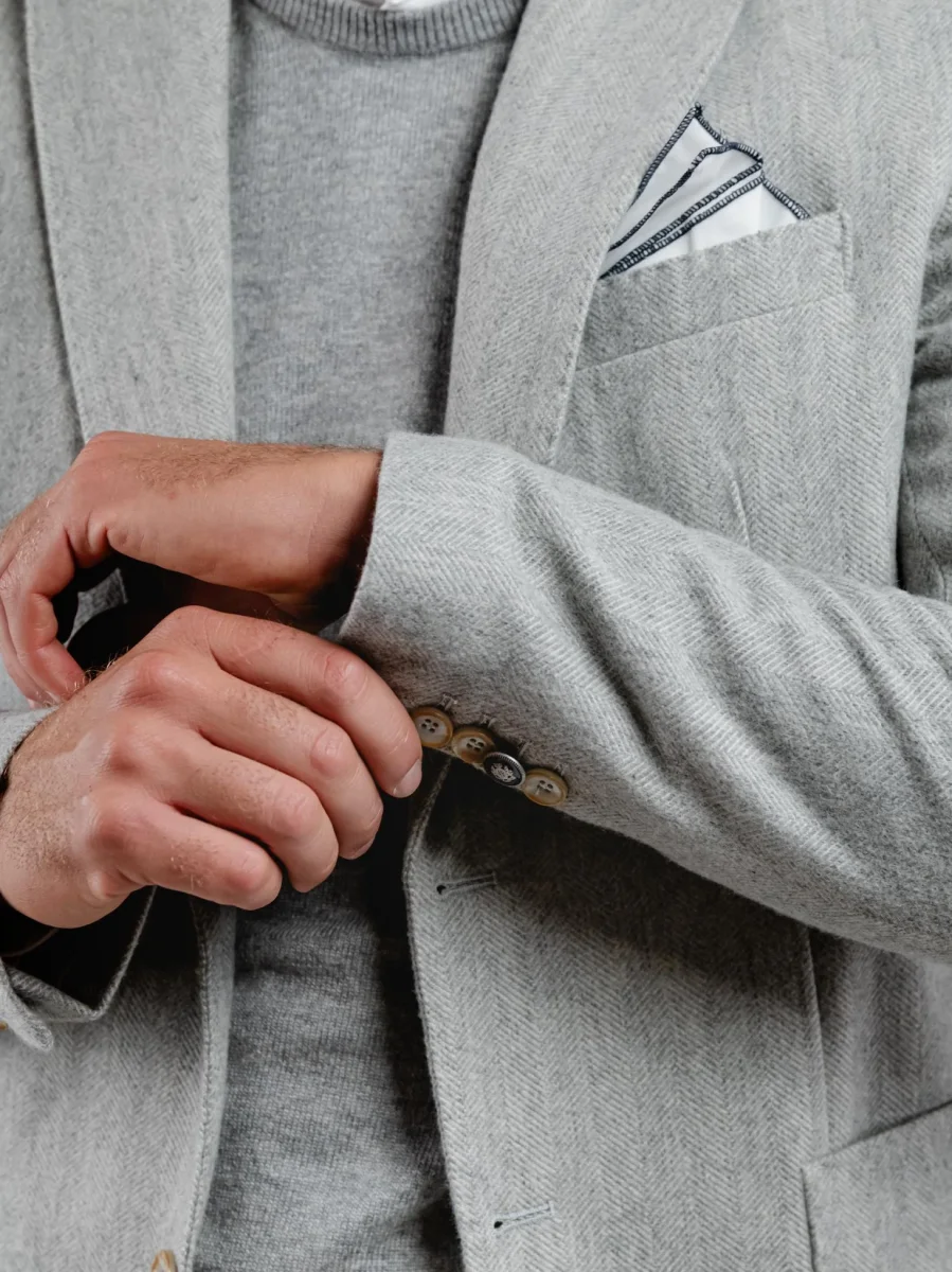 BLAZER MISTO LANA SPIGA GRIGIO PERLA - immagine 8