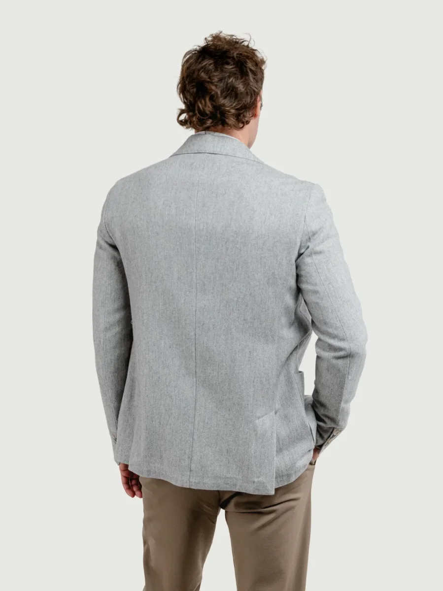 BLAZER MISTO LANA SPIGA GRIGIO PERLA - immagine 6