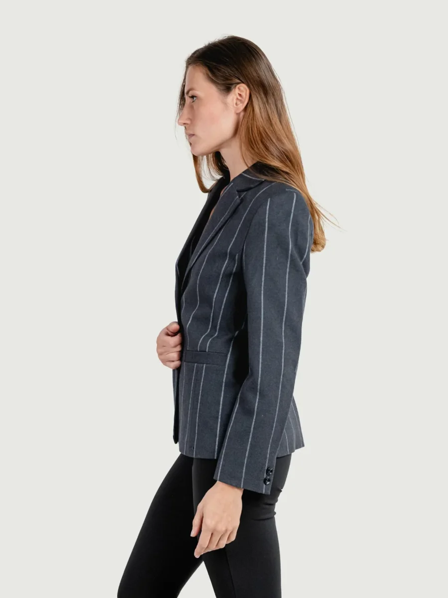 BLAZER MONOPETTO GESSATO GRIGIO ANTRACITE - immagine 3