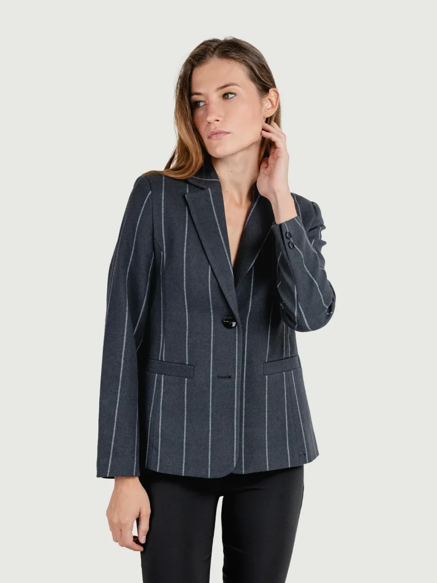BLAZER MONOPETTO GESSATO GRIGIO ANTRACITE