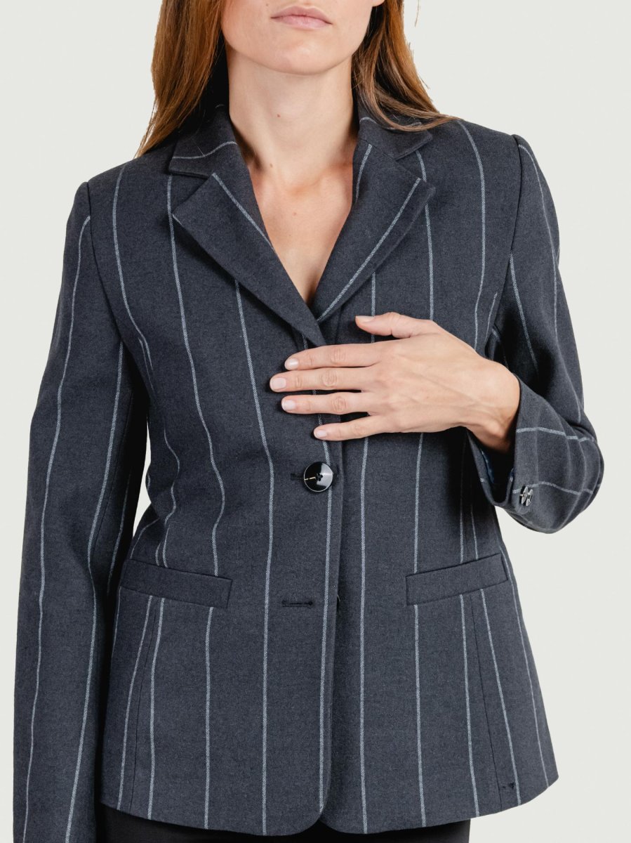 BLAZER MONOPETTO GESSATO GRIGIO ANTRACITE - immagine 5