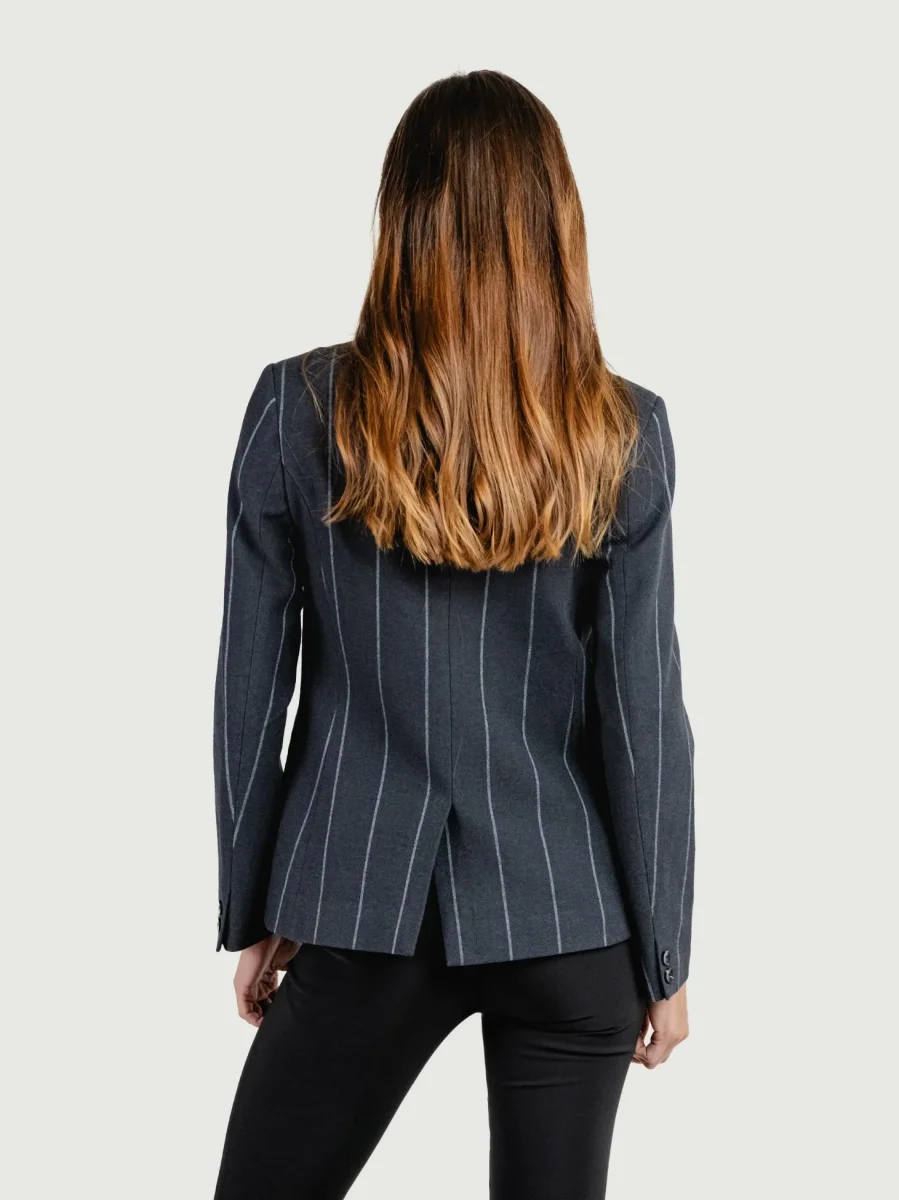 BLAZER MONOPETTO GESSATO GRIGIO ANTRACITE - immagine 4