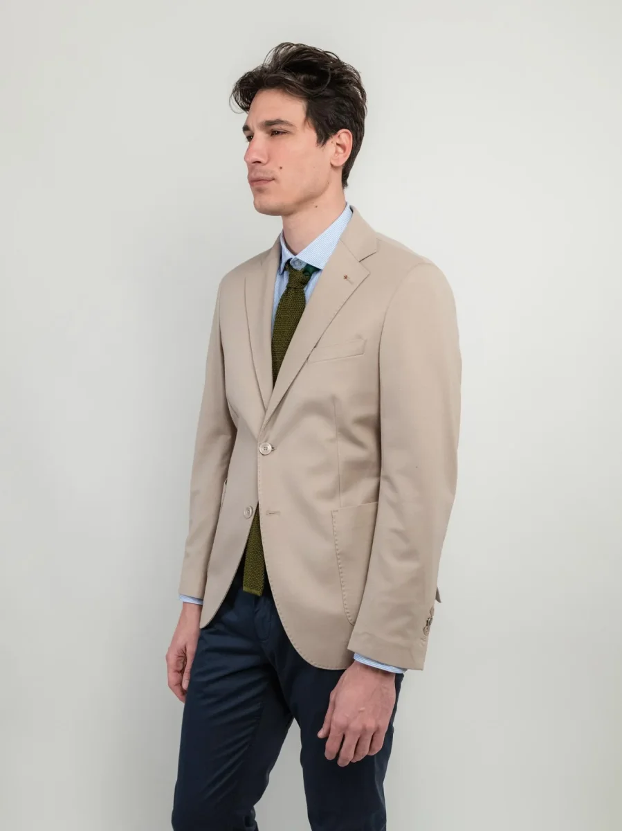 BLAZER MONOPETTO IN MAGLINA BEIGE - immagine 4