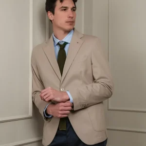 BLAZER MONOPETTO IN MAGLINA BEIGE