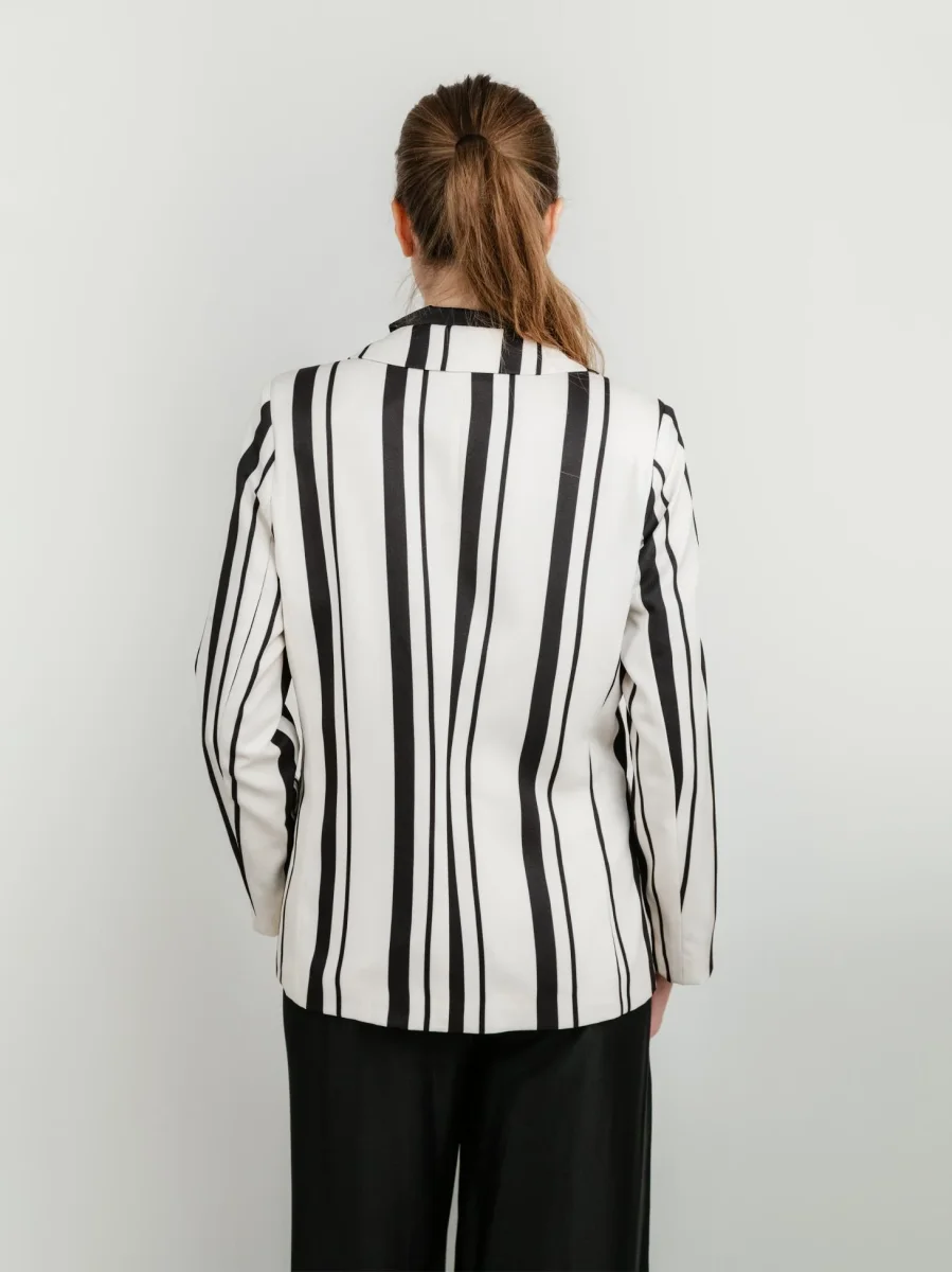 BLAZER MONOPETTO PANNA A RIGHE NERE - immagine 5