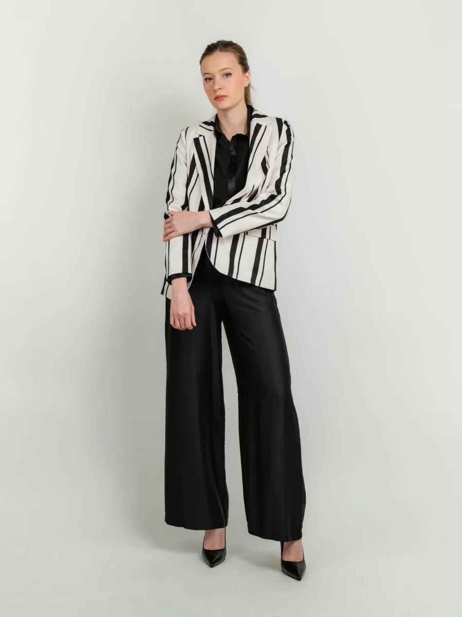 BLAZER MONOPETTO PANNA A RIGHE NERE - immagine 6