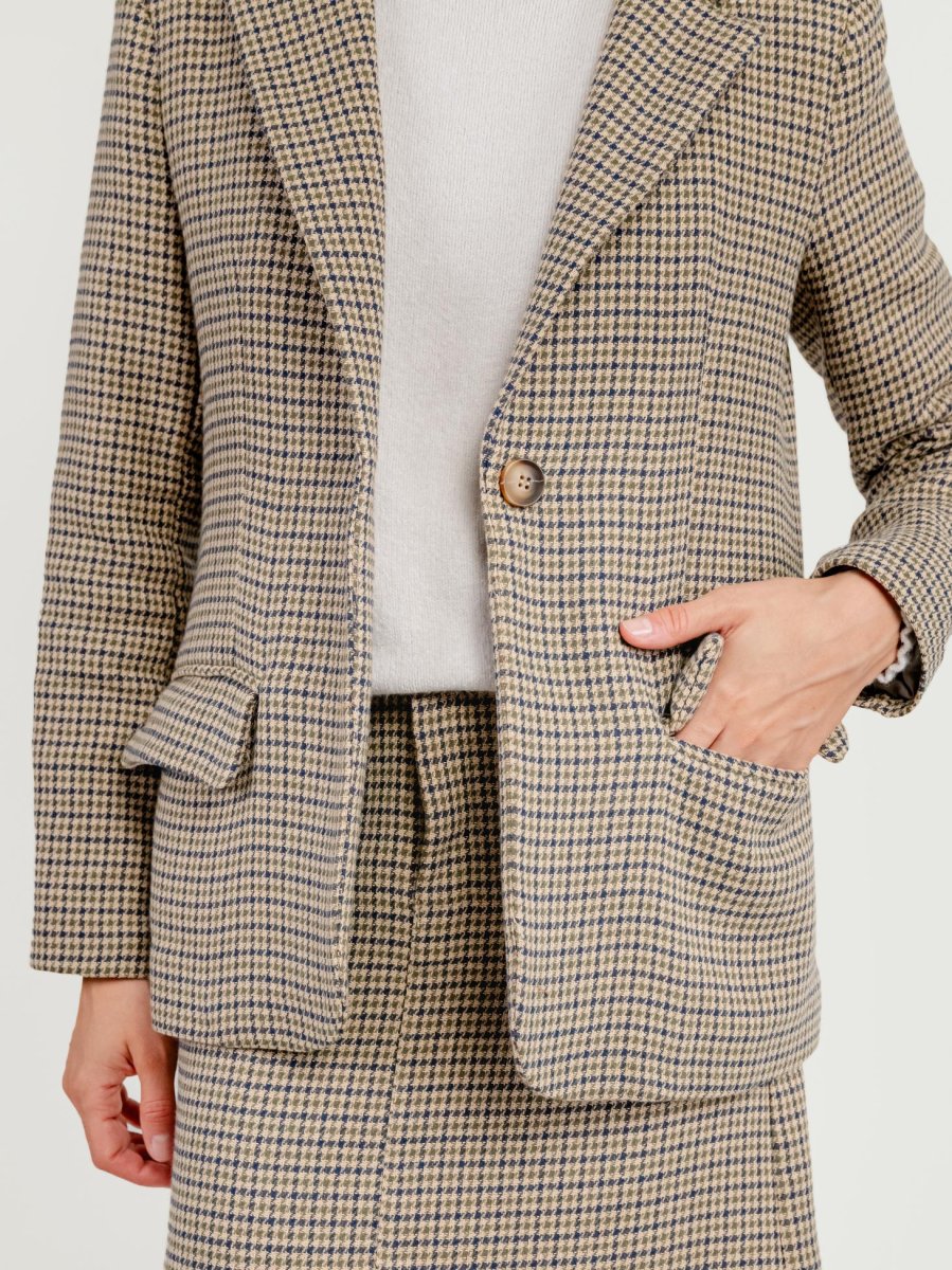 BLAZER PIED DE POULE BEIGE - immagine 6