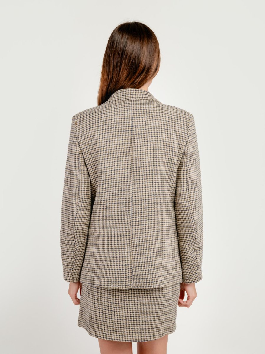 BLAZER PIED DE POULE BEIGE - immagine 5